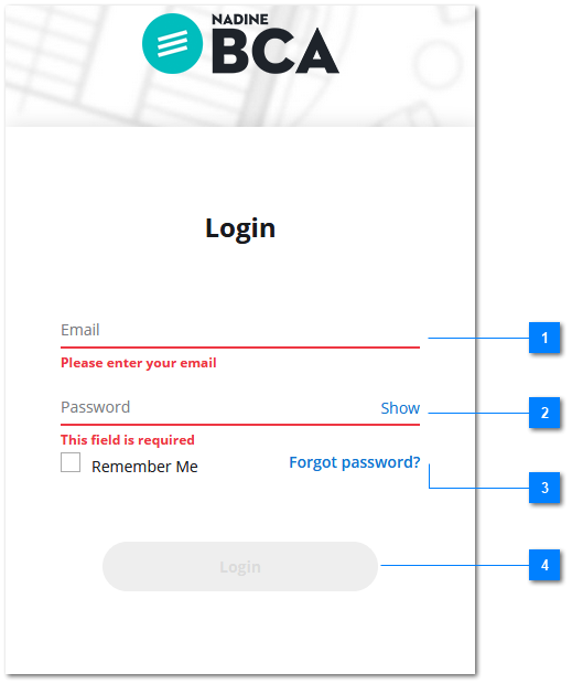 BCA Login Screen